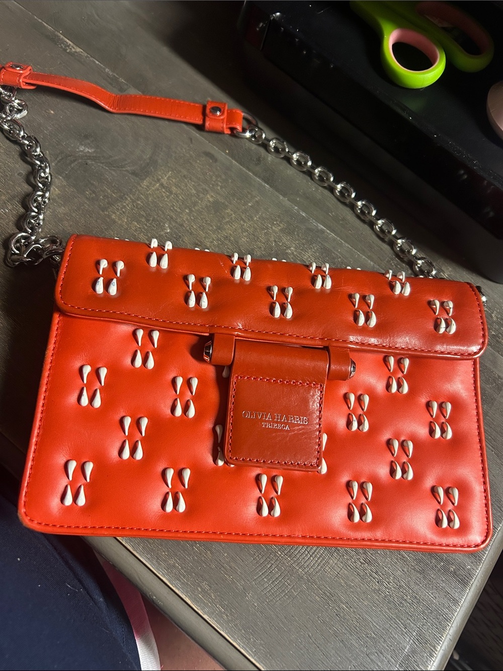 Olivia Harris Tribeca "Hunger Erasure" handbag with tooth like embellishments